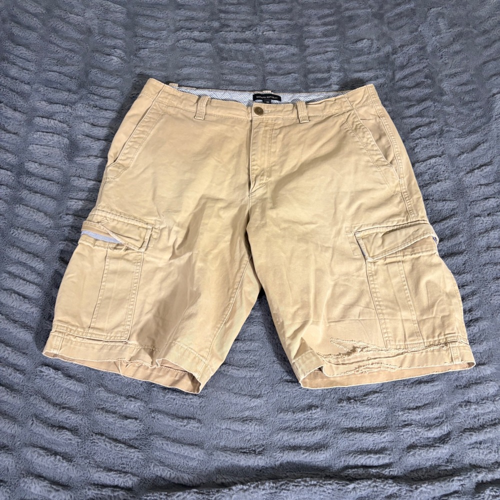 Banana Republic Mens Cargo Shorts Khaki Tan Size 35 Cotton Utility Relaxed Fit